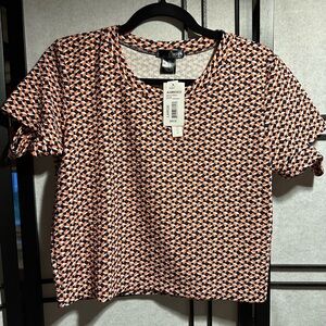 Aqua short sleeve crop top size L NWT